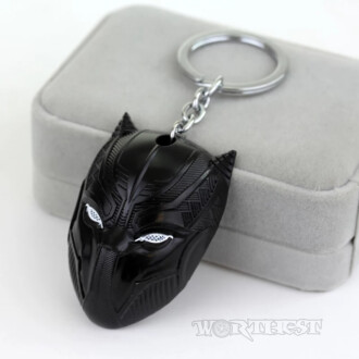 Брелок маска Черной Пантеры из комиксов Marvel Black Panter стальной