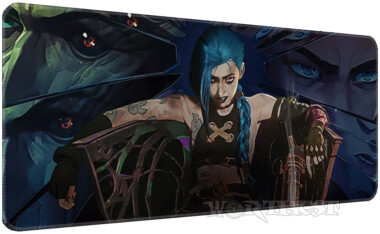 Коврик 90х40см Джинкс в раздумьях Аркейн большой для мыши Jinx