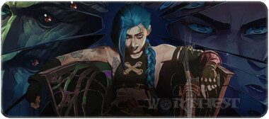 Большой коврик для мыши Джинкс в раздумьях Аркейн 80х30 Jinx Arcane