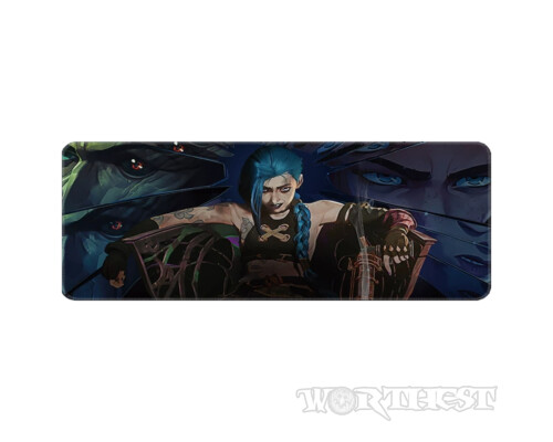 Большой коврик для мыши Джинкс в раздумьях Аркейн 80х30 Jinx Arcane