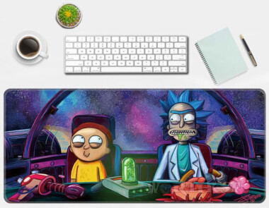 Большой коврик для мыши 80x30 "Rick and Morty" мышки в полете Рик и Морти!