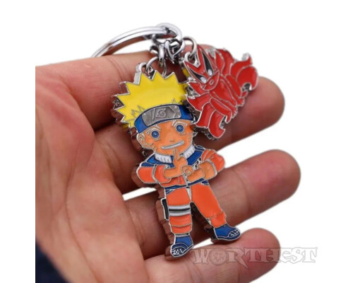 Брелок Наруто Удзумаки с печатью теневых клонов Naruto 2в1 с Курамой