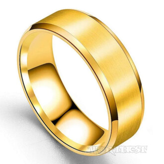Кільце солідне золотисте з нержавіючої сталі 316L глянсове унісекс