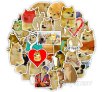 Наклейки Доге мемная собака 50шт/набор Doge винил стикерпак прикол