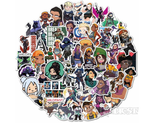 Наклейки Valorant 50шт/набір Валорант Джетт Омен Сейдж онлайн-шутер стікери
