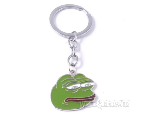Брелок мем грусный Лягушонок Пепе стальной Pepe the Frog жабка на ключи